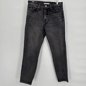 Levi's Wedgie Straight Jeans Women's 28 Black Denim Button Fly‎ Goth Streetwear